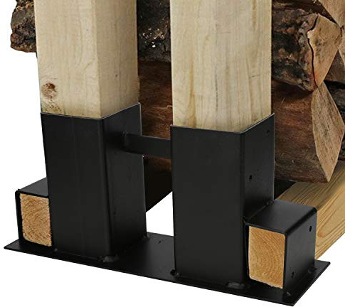 Ansobea Holzstapelhilfe Aussen im 4er Set, Brennholz Holzstapelhalter für Kaminholz, Stabile Holzstapelhalter Große Kapazität Schwarz, Holzlager für innen und Außen