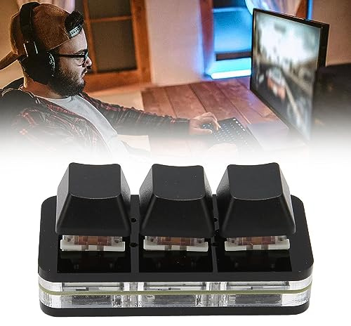 Mini Teclado USB, Teclado Macro OSU HID Programable con una Sola Mano de 3 Teclas con Retroiluminación LED RGB, Botón Copiar y Pegar, para Juegos de PC, Trabajo de Oficina, para