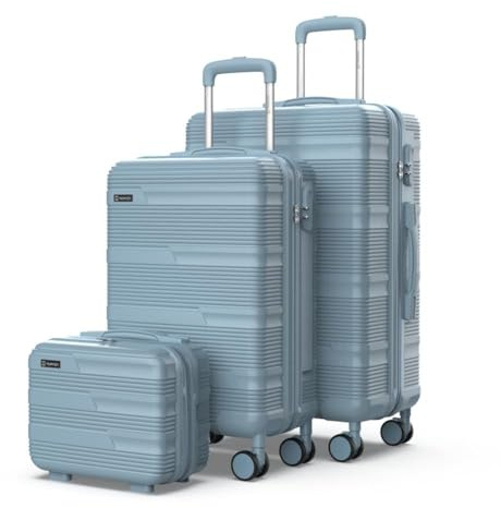 NUMADA - Juego de Maletas de Viaje 3 pzs Upfly T10 ABS. Cabina 55x40x20, Mediana 66x44x26 y Neceser Compartimentado. Set Maletas de Viaje Seguras y Resistentes | Azul