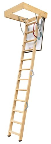 4iQ Group Bodentreppe Gedämmt 90 x 60 cm - Dachbodentreppe aus Fichtenholz U-Wert 1,05 - Raumspartreppe Innen mit Beidseitig Weißer Klappe - Bodenluke mit Treppe bis zu 150 kg Traglast