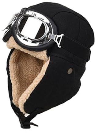DoHTeck Winter Warme Pilotenmütze, Unisex 3-IN-1 Trapper Cap Bombermütze mit Schutzbrille und Ohrenschützern für kaltes Wetter im Freien