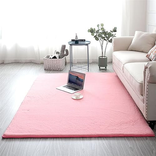 GueTTO Hochflor Teppich Wohnzimmer Fellteppich Kunstfell Shaggy Flauschig Einfarbig, Wohnzimmer Schlafzimmer Kinderzimmer Flur Läufer waschbar rutschfest,Pink b,60x120 cm