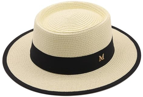 Générique Chapeau de Paille Panama à Larges Bords de Plage pour Femme - Canotier d'été Anti-UV Pliable