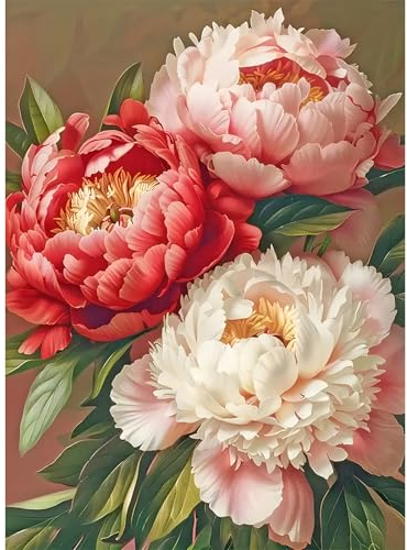 DPIDEA Diamant Painting Bilder für Erwachsene, 5D Diamond Painting Blumen DIY Diamond Painting Bilder, Runde Steine für Zuhause Dekor 30x40 cm