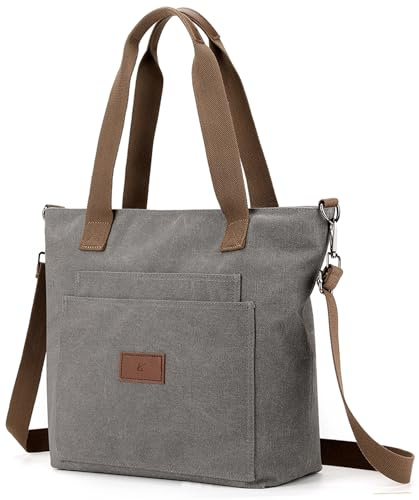 zhongningyifeng Bolso de lona para mujer, tamaño A4, con cremallera, para ir de compras, viajes, trabajo
