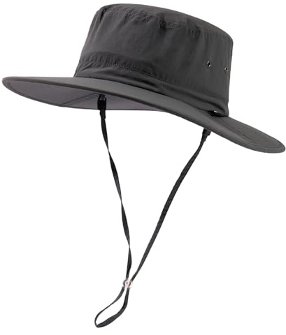 TOP-EX M/L/XL SPF 50 Sonnenhüte mit breiter Krempe Herren Damen UV-Schutz Mütze Anglerhut Wanderhut Outdoor Sommerhut Wasserdicht Faltbar Dunkelgrau L/XL