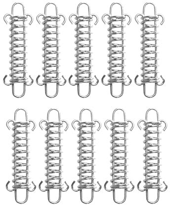 EKalgretrA Spannfeder Sprungfedern 1–20 Stück Edelstahl-Zelt-Windseilschnalle, Federhakenschnalle, hochfeste Stahlseilschnalle for Camping, Outdoor-Wandern(10PCS)