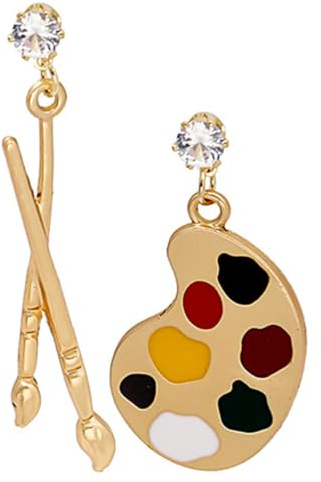 Holibanna Women Dangle Earrings Paint Palette and Paint Brush Earrings Retro Artistic Drop Earrings for Artists Art Teachers Graduates Birthday Christmas Thanksgiving Art Themed Party