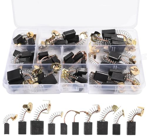 Befun 40 Stück Kohlebürsten, 10 Größen Motorkohlen Kohlebürsten | #21 #43 #44 #50 #100 #6-100 #103 #153 #303 #411, für Elektrowerkzeuge Kohlestifte Hammerbohrer Winkelschleifer Kreissägen
