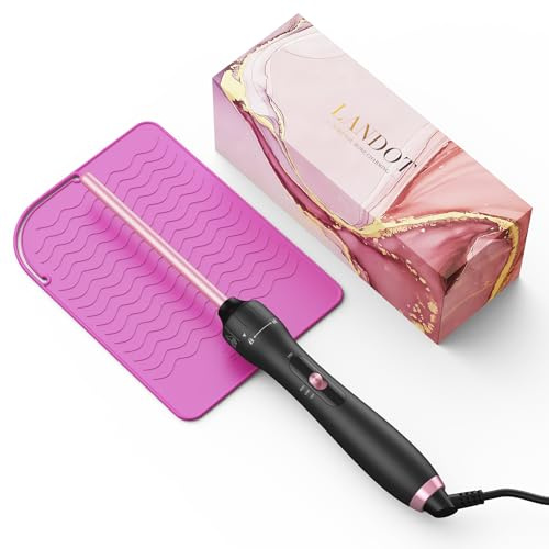 LANDOT Lockenstab 9mm Kleine Locken: Lockenstäbe Keramik Dünner Lockenstab Lockenwickler Dünn enge Locken - Curling Iron Hair Curler inkl. Hitzehandschuh und Hitzebeständiger Silikonmatte