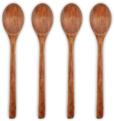Oruola Lot de 4 cuillères en bois pour manger, mélanger, thé, café, confiture, sucre, crème glacée, sels de bain - 23 x 4,5 cm