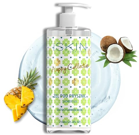 Gel douche avec pompe - Gel douche pour femme, homme et enfant - 750 ml - Texture crème riche avec des parfums exclusifs et durables inspirés de parfums de classe mondiale (750, fleur de lotus)