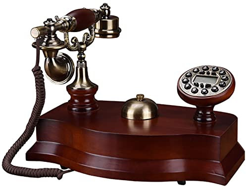 PLMNBQWE Téléphone Ancien, téléphone rétro Filaire Vintage, Ancien téléphone Fixe de Bureau avec Bouton, Bois Massif, Style européen