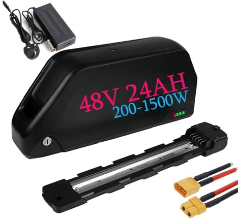 48V 24AH Ebike Battery (LG4800) Electric Bike Lithium Battery with Charger/BMS, 5 Pin Base for 48V 1500W 1000W 750W 500W 350W 250W Motor