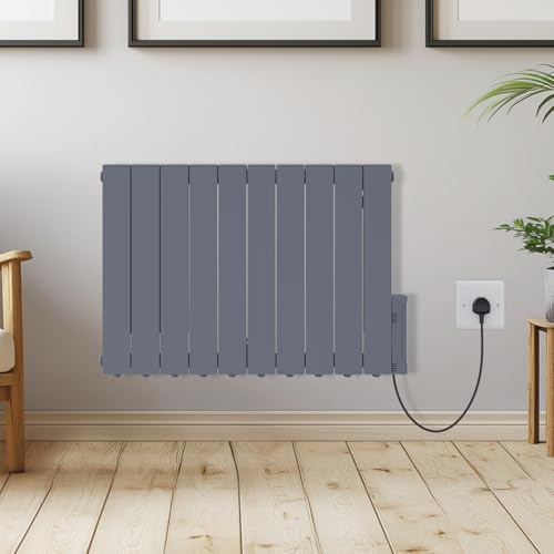 Warmehaus 1800W Wall Mounted Electric Oil Filled Radiators Heater Grey | Smart WIFI Electric Radiator, Portable oil radiator, Slimline Radiator, Oil Filled Radiator With Timer Thermostat, Bedroom
