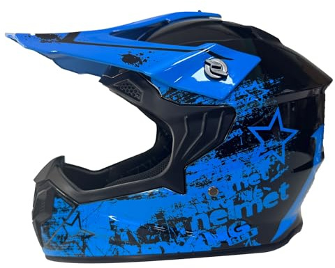 Casque De Moto Cross Enfant, ECE22.06 Homologué, Motocross Cross Off-Road Dirt Bike Homme Femme, Casques Intégraux AVT MX Casque Moto Enfant Integral VTT Casque Moto Cross(Blue,S)