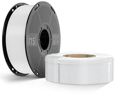 Inslogic PLA Pro 1.75mm 3D Printer Filament, Tough & Durable 50-300mm/s Fast Printing, Dimensional Accuracy +/- 0.02mm, Fit Most FDM 3D Printers, 1kg Spool + 1kg Refill, White