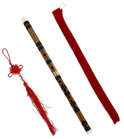 LIGIGWASH Flauta de Bambú para Principiantes con Excelente Timbre y Nudo Chino Instrumento Tradicional Chino de Madera en Tono Sol con Diseño de Dos Secciones