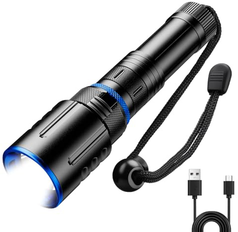 SHiLiPAi Scuba Diving Flashlight Dive Torch,High Lumens Rechargeable LED Flashlight, Underwater Scuba & Snorkeling Torch for Diving, Caving, and Emergency Use