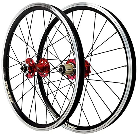 MTB Hjulsats 20 Inch Disc/V Broms Snabbkoppling BMX Mountain Bike Hjul Höghållfast Legering 24H Cykelfälg 7 8 9 10 11 12 Speed ​​Cassette 1400g Tätade Lager(Red hub)