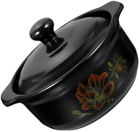 FUNNETOYU Olla de Cerámica Resistente al Calor para Guisos y Sopas con Doble Asa Ergonómica para Cocina y Estufa de Gas Energético y Uso Seguro