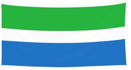 Bandera de Sierra Leona con impresión de bandera para interiores y exteriores, letrero decorativo con 4 ojales de metal, fabricante de ambiente festivo