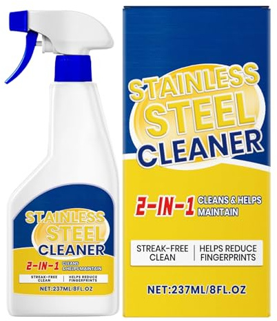 Ihdjasg Spray de nettoyage pour acier inoxydable | 237 ml Spray de polissage pour métal – Décapant empreintes digitales en acier inoxydable – Pour cuisine, salle de bain, douche, toilettes, évier