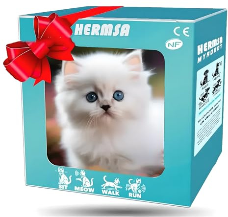 Gato Robot Realista 2025, Gatito Robótico Interactivo con Pelaje Suave, Inteligente, Camina, Maúlla y Mueve la Cola, Juguete Realista para Niños y Niñas