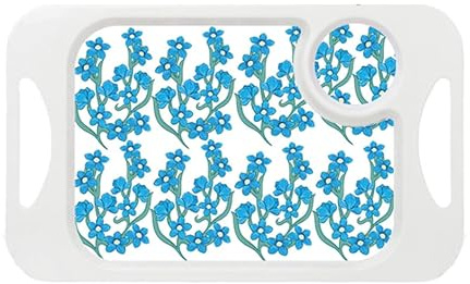 Rosa Lifestyle Light Blue Floral Lightweight Melamine Snack Tray with Handles - Rectangular 33.8cm x 20.6cm - Lightweight Tea & Sandwich Tray - 345g