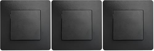 DEBFLEX - Caly - Interrupteur Va et Vient - Interrupteur Mural Carré pour Commande d'Eclairage - Bornes de Connexion Automatiques - ABS - Installation Encastrée - Noir - 71 x 71 x 37 mm (Lot de 3)