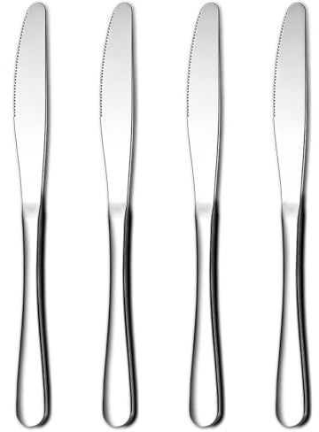 Berglander Tafelmesser Set aus 4 Stück, Buttermesser aus Edelstahl 23,3 cm, Tischessmesser Essmesser für den täglichen Gebrauch, Restaurant, Hotel, Partys, robust und spülmaschinenfest