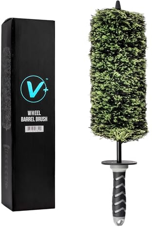 VIKING V+ Wheel Barrel Brush for Deep Wheel Cleaning, 17 Inch Length | Multi-Fiber Cleaning Brush for Car Detailing Kit, Clean Exhaust Tips, Wheels, and Rims, Black and Green