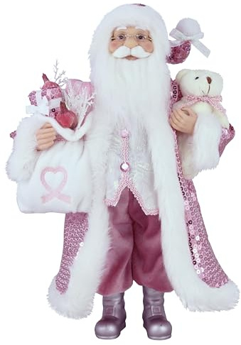 Windy Hill Collection 16 Inch Standing Think Pink Santa Claus Christmas Breast Cancer Awareness Figurine Figure Decoration 168450