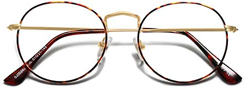 SOJOS Lunettes Anti-Lumière Bleue Monture Ronde Verre Blocage Anti Blue Ray Lunettes SJ5024 Avec Monture Demi/Lentille Anti-Lumière Bleue