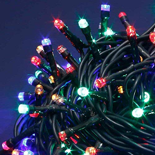 BAKAJI Catena Luminosa 300 Luci LED Lucciole Multicolore con Controller 8 Funzioni per uso Interno ed Esterno