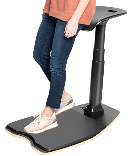 VIVO Ergonomic Leaning Perch Chair with Anti-Fatigue Mat, Standing Desk Stool, Height Adjustable Home Office Posture Seat, Black, CHAIR-S02M