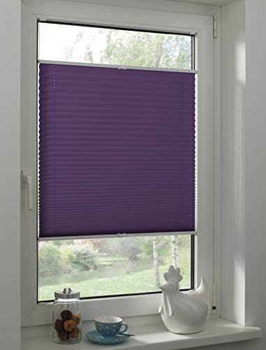 Sunpro24 Plissee auf Maß, Blickdichtes Faltrollo, Klemm-Montage, Sonnenschutzrollo, (B) 20-50 x (H) 20-80 cm, Lila