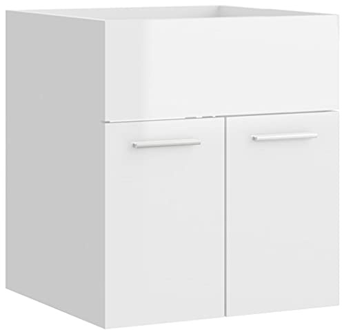 Armoire d évier Blanc brillant 41x38,5x46 cm Bois d'ingénierie