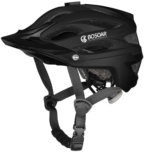 Bosoar Mountain Bike Helmet,Adult Cycling Helmet with Camera Mount and Detachable Visor for Men Women Youth,Suggested Fit 55-61 Cm
