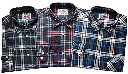 Canada Forest Herren 3er Set Holzfäller Arbeitshemden Extra Lang 70010 Flanell Übergrößen (L, Mehrfarbig 2)