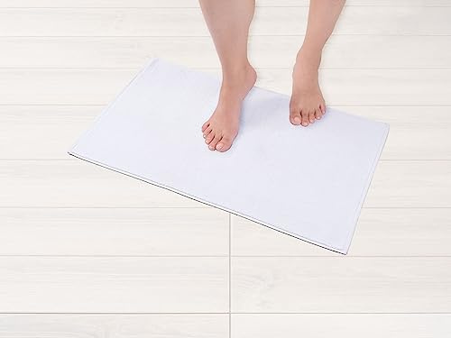 American Soft Linen Bath Rug, 17 in 24 in 100% Cotton Bath Mats Rugs for Bathroom, Slip Reducer Washable Shaggy Form Area Rugs, White Bath Rug