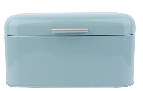 Les-Theresa Large Bread Box,Solid Color Retro Metal Bread Bin Box Storage Container for Kitchen Countertop(Blue)