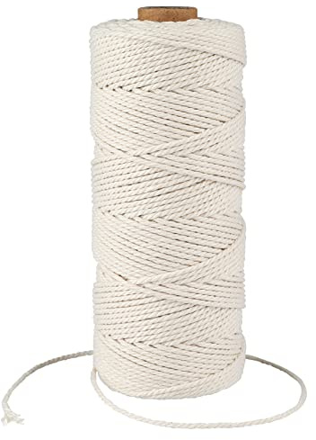 G2PLUS 200m Macrame Corda di Cotone,1.5mm Spago Cotone Beige,Filo Macramè | Filo per Cucina Cottura Natale Confezionamento Regalo,Fai da Te,Pasticceria,Artigianato