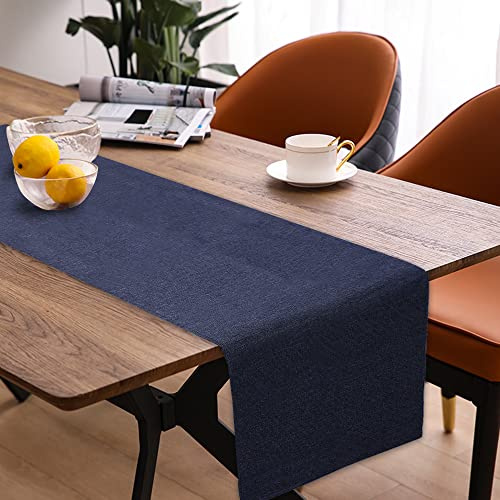 Modern Frühling Tischläufer - Abwaschbar, Leinenoptik, Wasserabweisend für Esszimmer, Party & Urlaub Dekoration (Navy Blau, 40 x 140 cm)