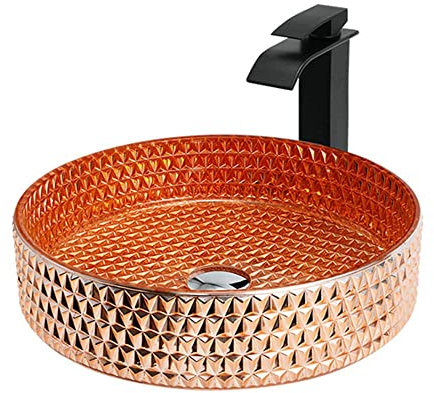 SXLSZ Aufsatzwaschbecken Waschschale Zylindrisch handwaschbecken klein g?ste wc waschtrog waschtischplatte für aufsatzwaschbecken Mit Ablaufventil-D_Mit Wasserhahn