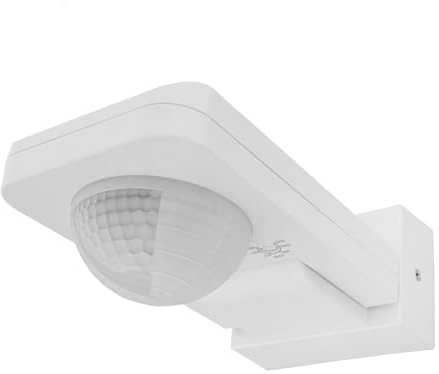 Ledvion Visible Motion Sensor with Twilight Switch, Ceiling Mount, IP65, Tilt 360°, Working Range 20 m, Wall Light Sensor White
