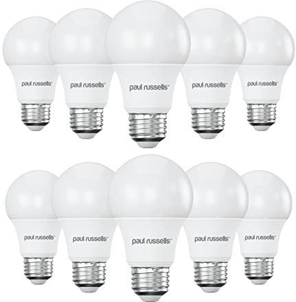paul russells LED GLS - Dimmable Edison Screw Light, 8.5W 806 Lumens E27 A60 LED Bulbs, 60w Equivalent, 6500K Daylight, Dimmer Standard ES Energy Saving Ceiling Lightbulbs, Pack of 10