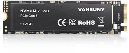 Vansuny 512GB M.2 SSD PCIe Gen3x4 2280 NVMe Internal Solid State Drives 3D NAND TLC Gaming SSD up to 3500 MB/s for PC, Laptop, and Gamers