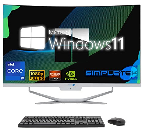 SIMPLETEK - PC All in One 27 Curvo Windows 11 | Processore Core i9 12° Gen | 8GB RAM DDR4 SSD 240GB