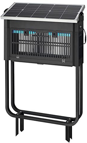 YYUINU 5000V Mata Mosquitos Electrico, Mosquito Lámpara Antimosquitos Electrico LED UV Trampas para Insectos Matar Mosquitos,Carga Rápida Solar De 27W,Moscas,Asesino De Insectos Silencioso,200m²,W7